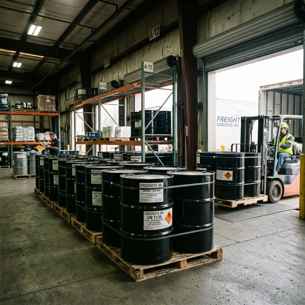 Creosote oil ready for dispatch