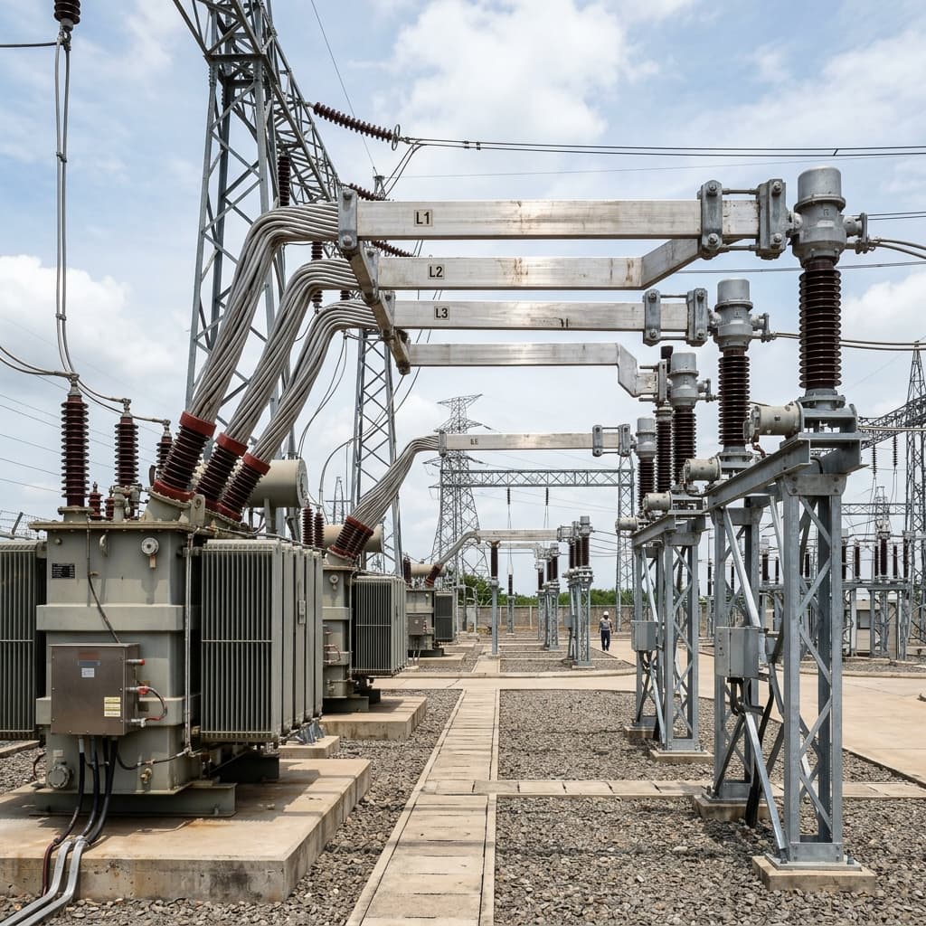 AAC conductor connection around substation busbars