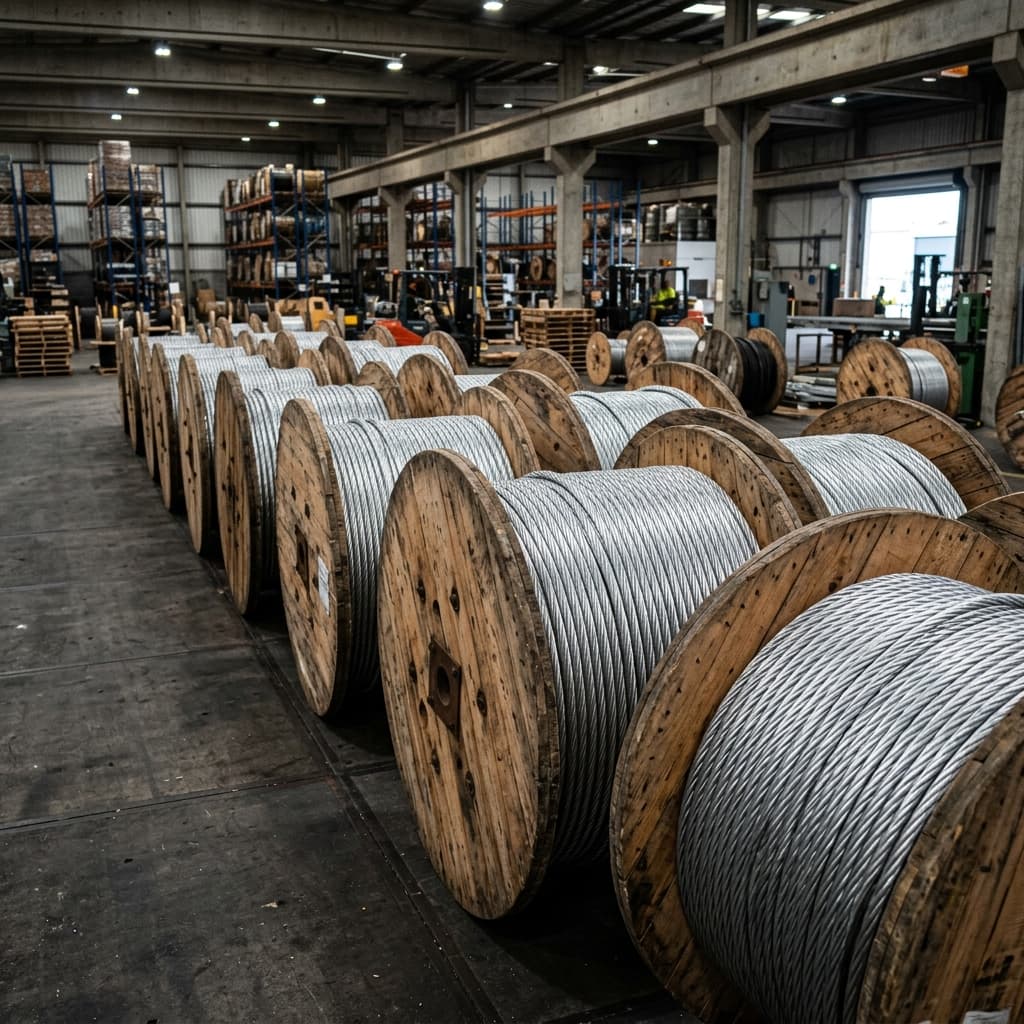 ACSR conductor drums prepared for project dispatch